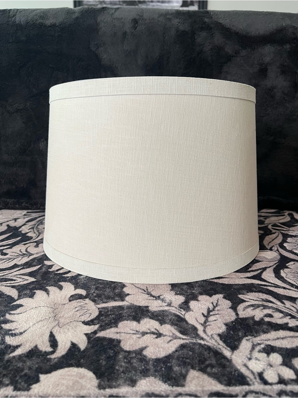 Linen Gray Textured Fabric Drum Lampshade 13” Top 15” Bottom 10” Height